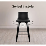 Artiss 4x Bar Stools Swivel Leather Padded Black