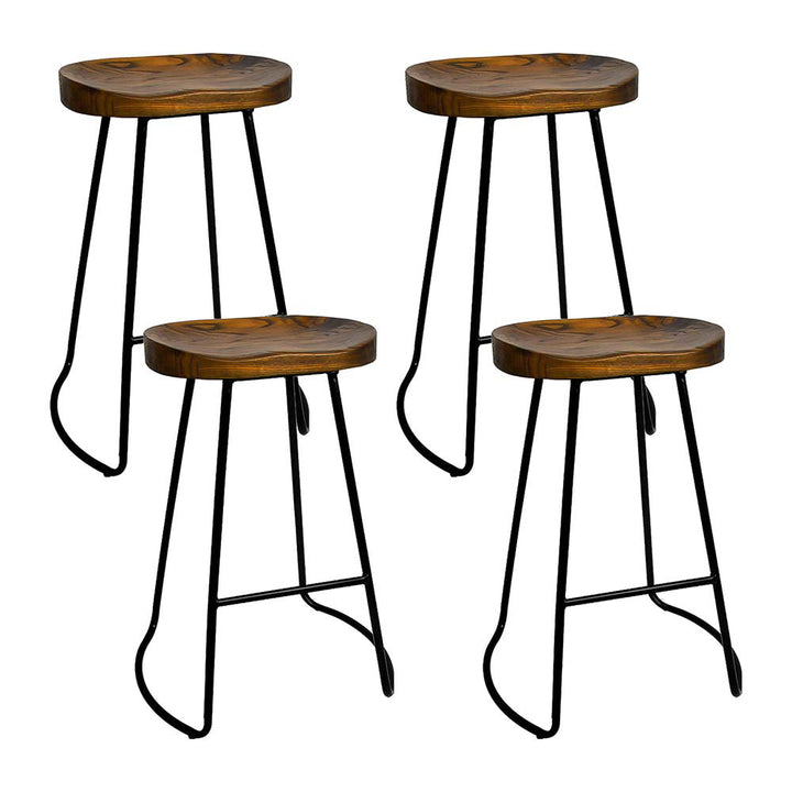 Artiss 4x 65cm Tractor Seat Bar Stools – Elm Wood & Black Steel