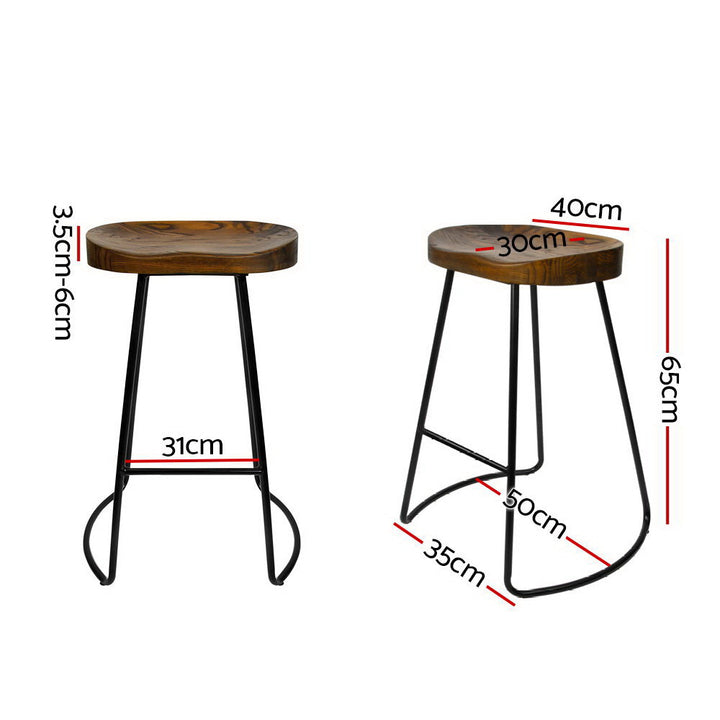 Artiss 4x 65cm Tractor Seat Bar Stools – Elm Wood & Black Steel