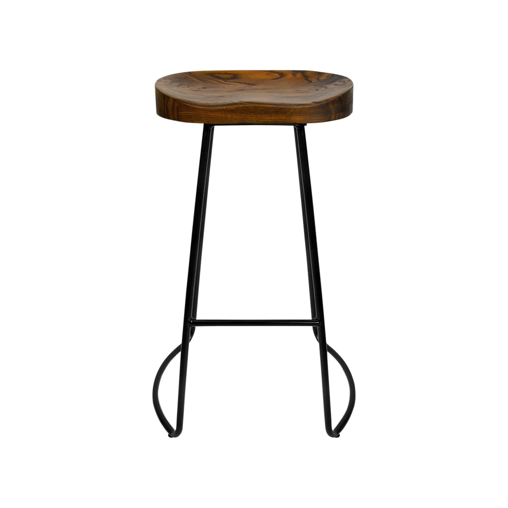 Artiss 4x 65cm Tractor Seat Bar Stools – Elm Wood & Black Steel