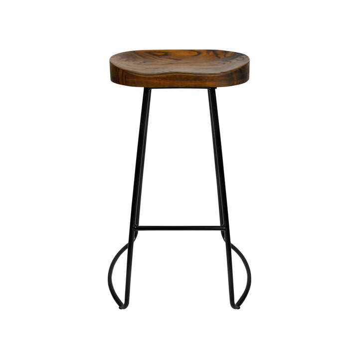 Artiss 4x 65cm Tractor Seat Bar Stools – Elm Wood & Black Steel