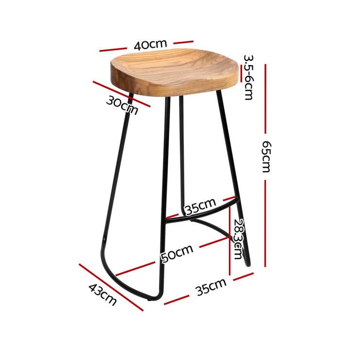 Artiss 4× 65cm Tractor Wooden Bar Stools – Industrial Style Seating | King of Knives e-store