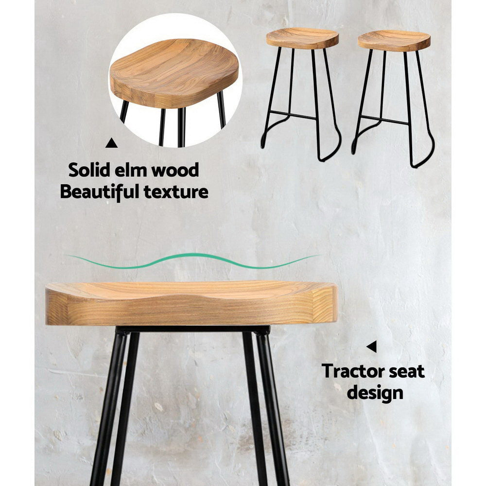 Artiss 4× 65cm Tractor Wooden Bar Stools – Industrial Style Seating | King of Knives e-store