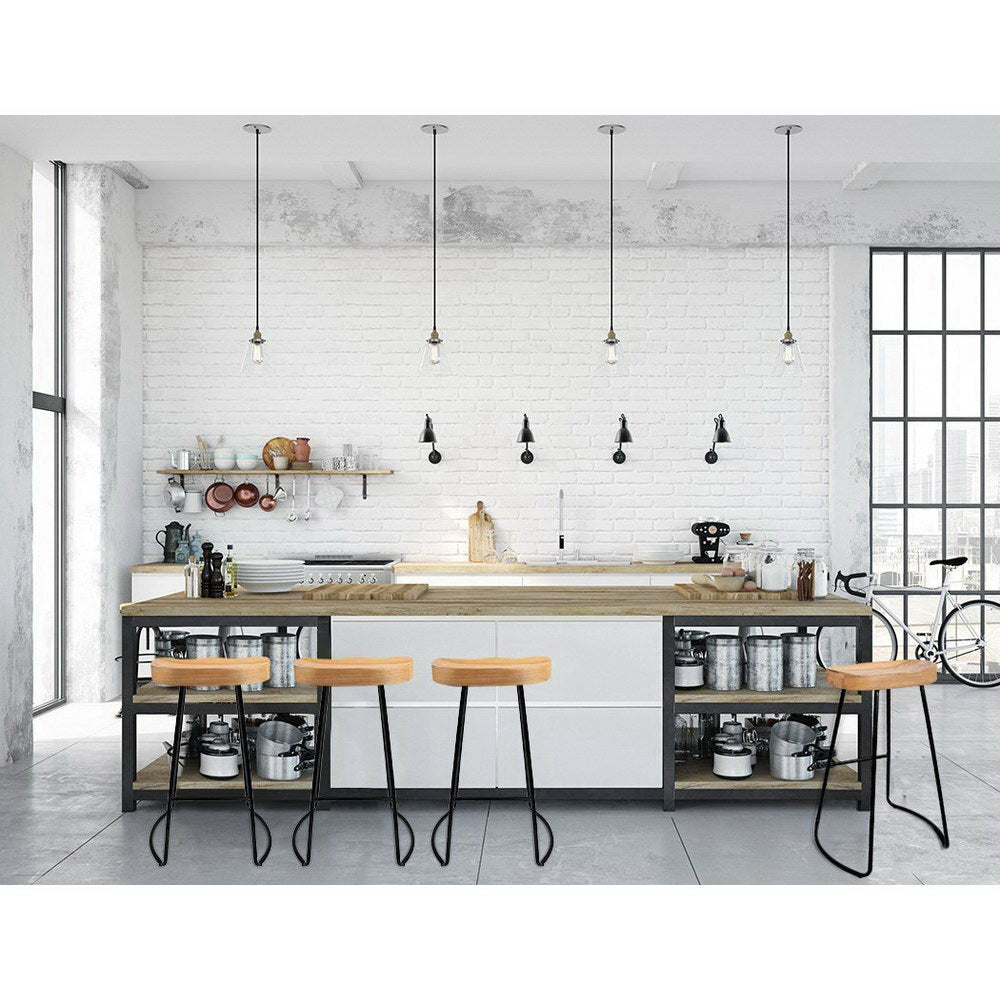 Artiss 4× 65cm Tractor Wooden Bar Stools – Industrial Style Seating | King of Knives e-store