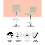 Artiss 4× Beige PU Leather Bar Stools with Gas Lift & Chrome Base | King of Knives e-store