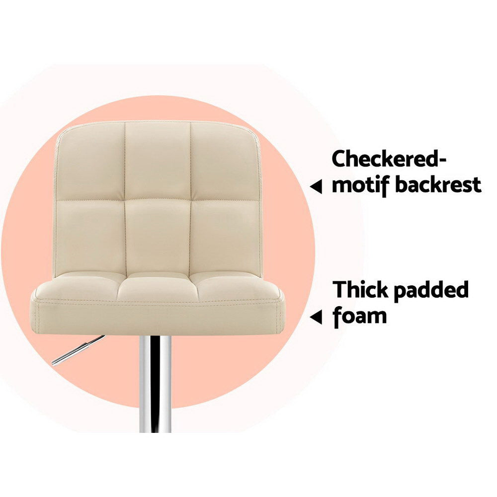 Artiss 4× Beige PU Leather Bar Stools with Gas Lift & Chrome Base | King of Knives e-store