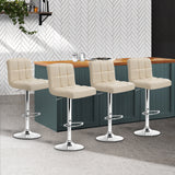 Artiss 4× Beige PU Leather Bar Stools with Gas Lift & Chrome Base | King of Knives e-store