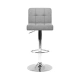 Artiss 4x Bar Stools Leather Gas Lift Grey