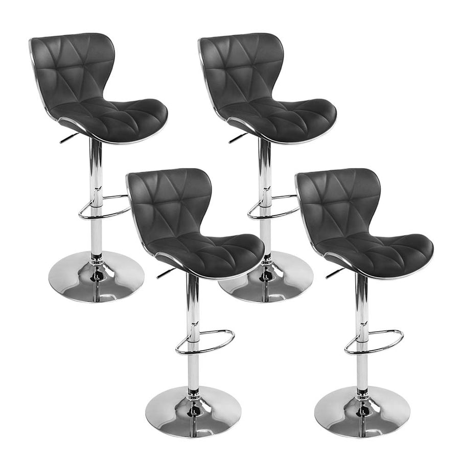 Artiss 4× Black PU Leather Gas-Lift Bar Stools with Chrome Base | King of Knives e-store