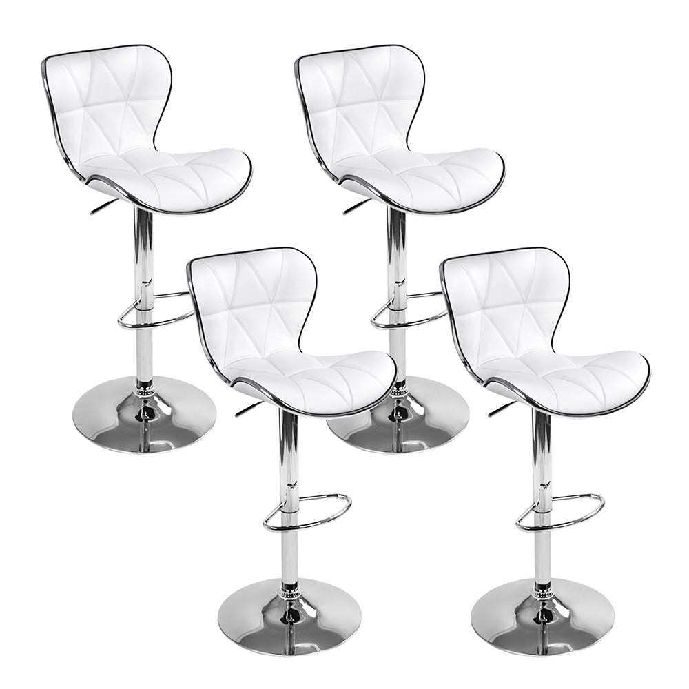 Artiss 4× White PU Leather Gas-Lift Bar Stools with Chrome Base
