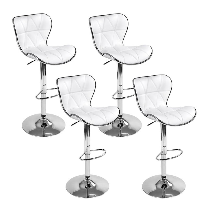 Artiss 4× White PU Leather Gas-Lift Bar Stools with Chrome Base