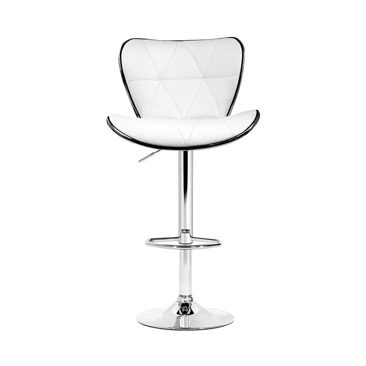 Artiss 4× White PU Leather Gas-Lift Bar Stools with Chrome Base