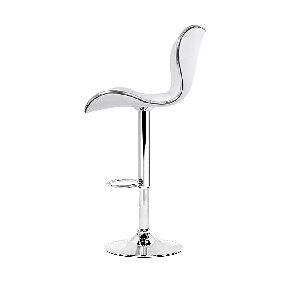 Artiss 4× White PU Leather Gas-Lift Bar Stools with Chrome Base