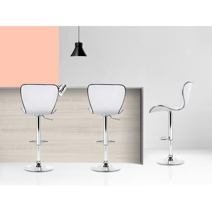 Artiss 4× White PU Leather Gas-Lift Bar Stools with Chrome Base