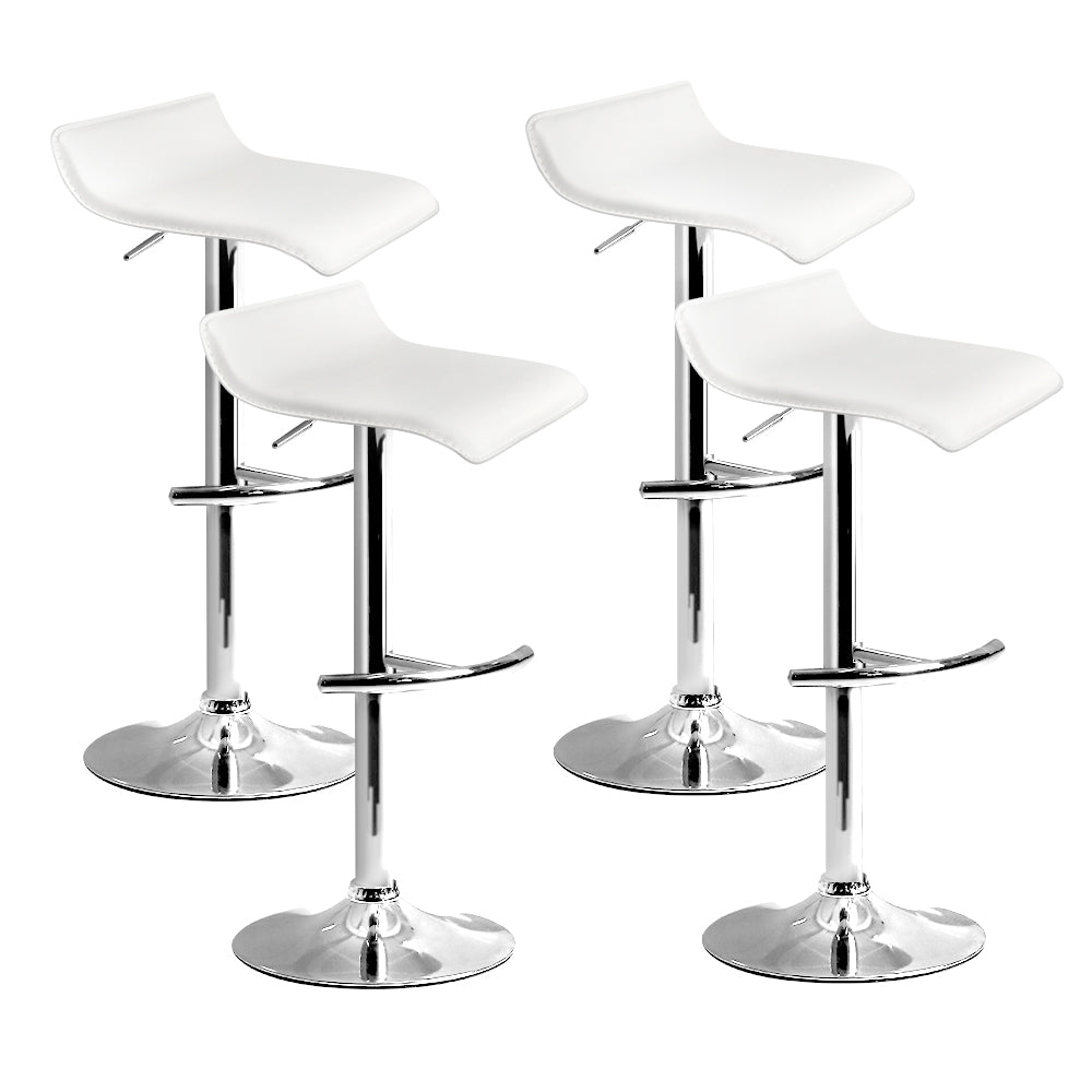 Artiss 4× Adjustable Gas‑Lift Bar Stools in White PU Leather