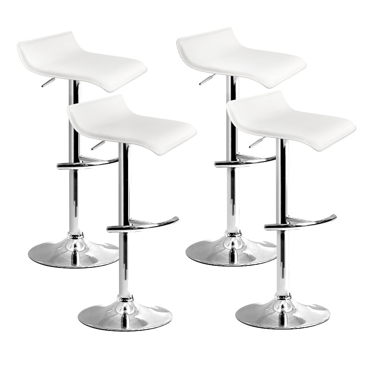 Artiss 4× Adjustable Gas‑Lift Bar Stools in White PU Leather