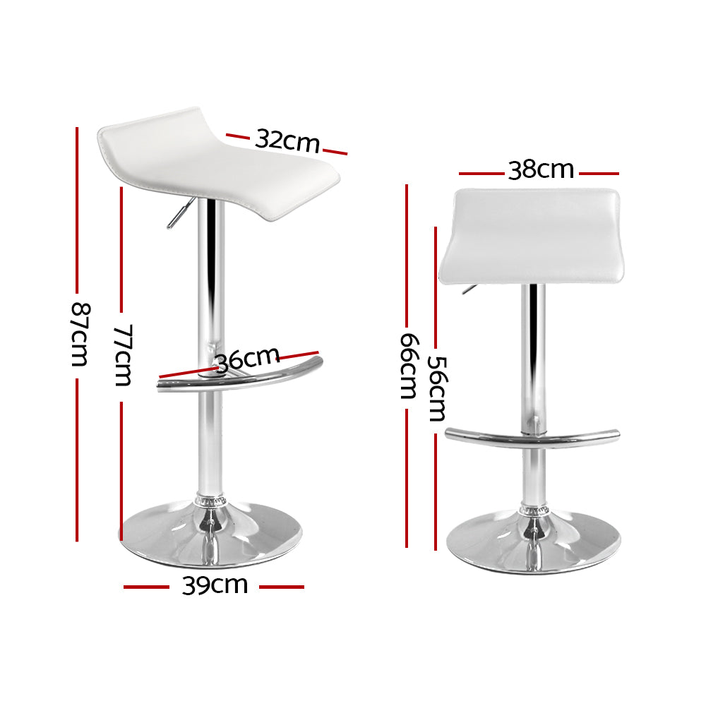 Artiss 4× Adjustable Gas‑Lift Bar Stools in White PU Leather