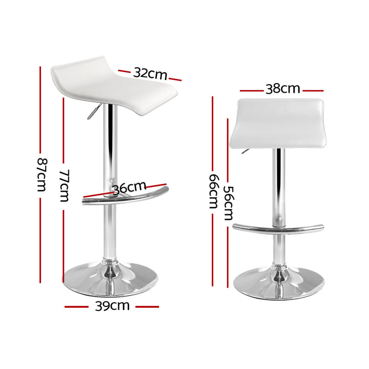 Artiss 4× Adjustable Gas‑Lift Bar Stools in White PU Leather