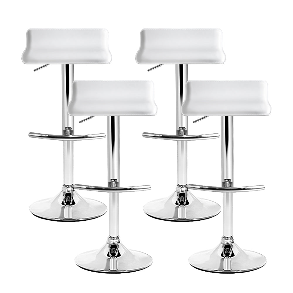 Artiss 4× Adjustable Gas‑Lift Bar Stools in White PU Leather
