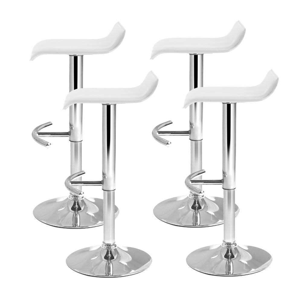 Artiss 4× Adjustable Gas‑Lift Bar Stools in White PU Leather