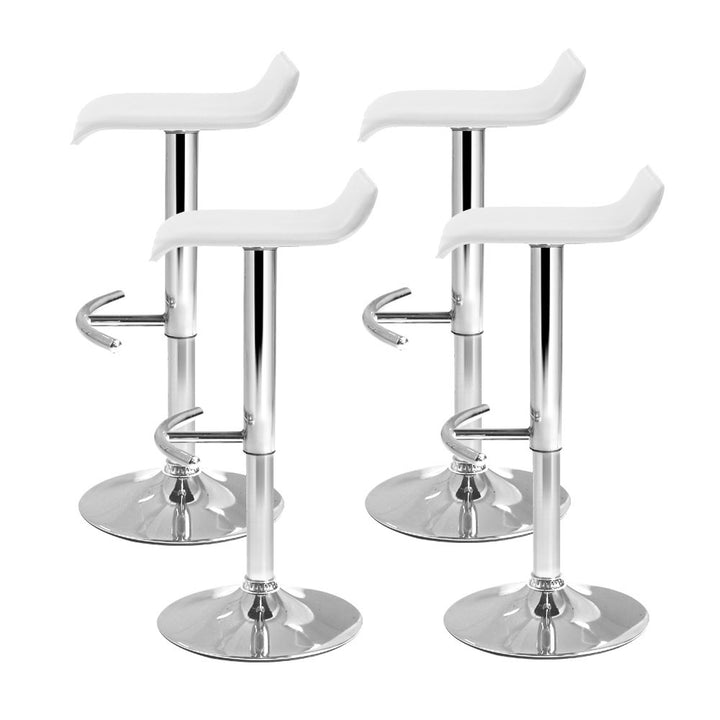 Artiss 4× Adjustable Gas‑Lift Bar Stools in White PU Leather