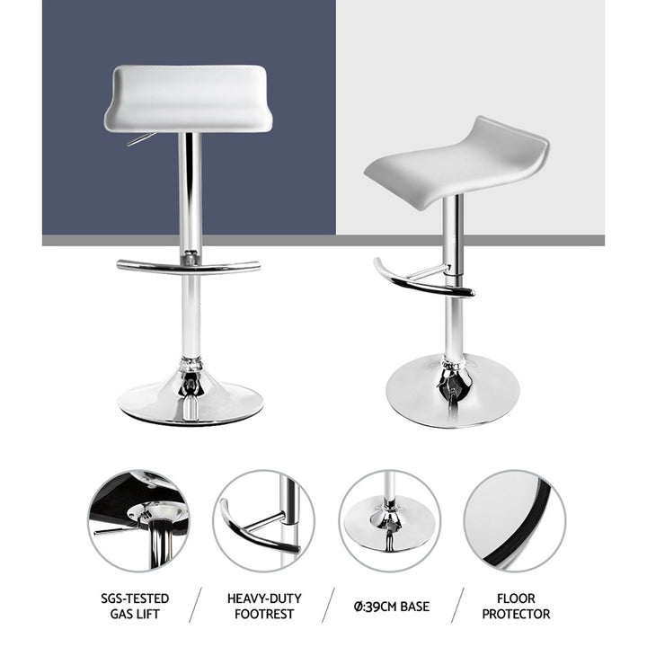 Artiss 4× Adjustable Gas‑Lift Bar Stools in White PU Leather