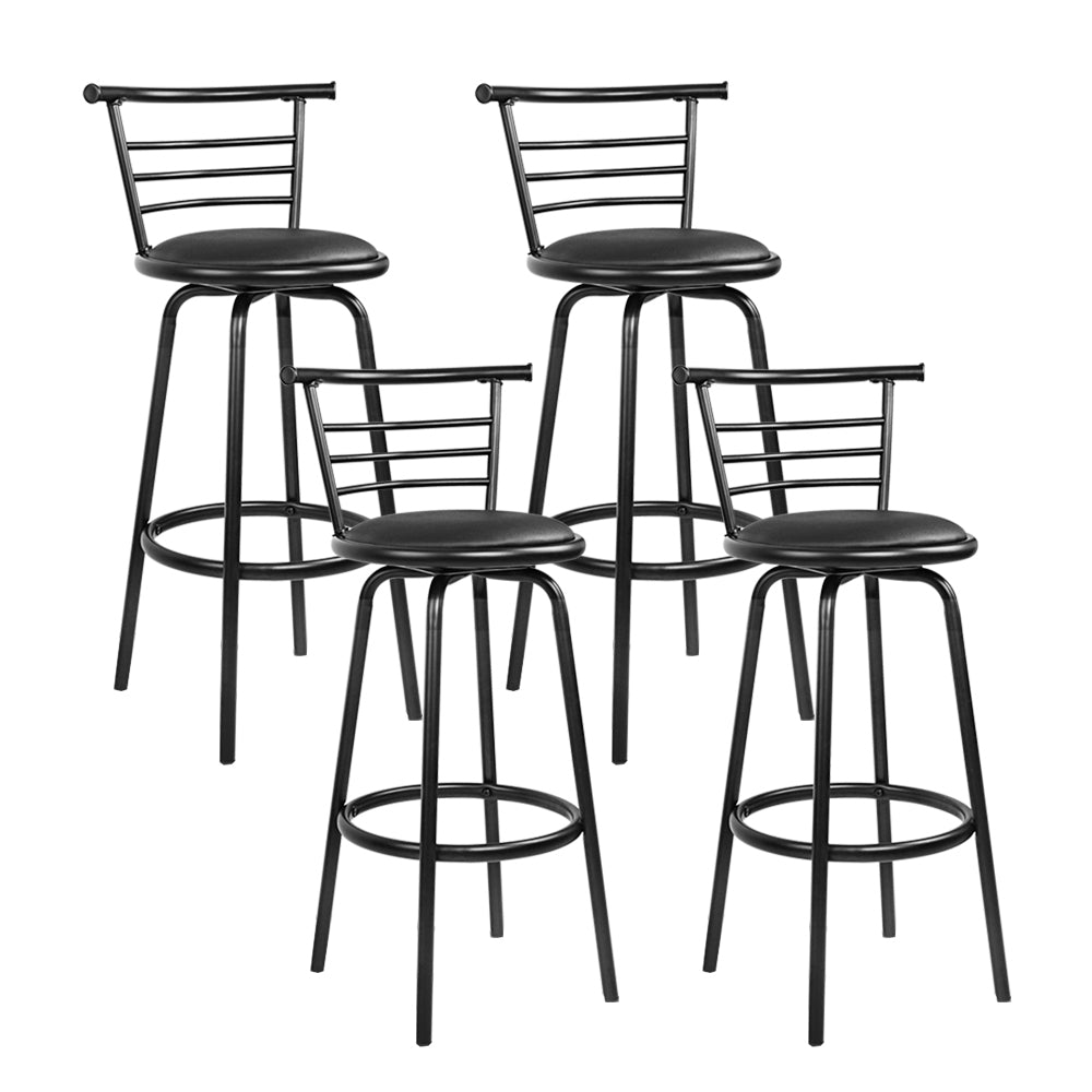 Artiss 4x Swivel PU Leather Bar Stools with Curved Backrest