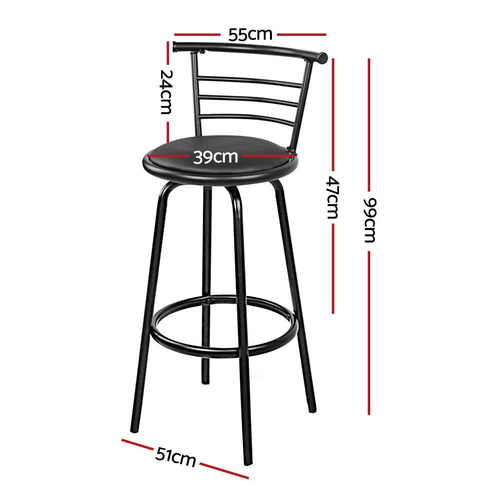 Artiss 4x Swivel PU Leather Bar Stools with Curved Backrest