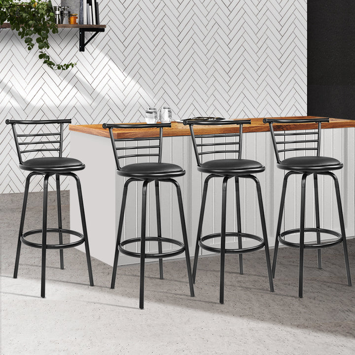 Artiss 4x Swivel PU Leather Bar Stools with Curved Backrest