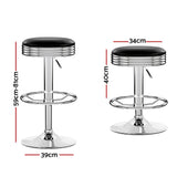 Artiss Set of 2 Backless PU Leather Bar Stools - Black and Chrome