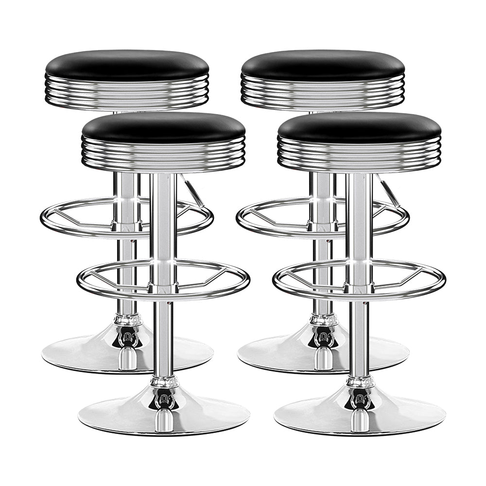 Artiss 4x PU Leather Gas Lift Bar Stools Black & Silver