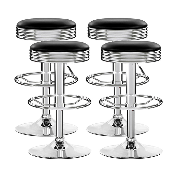 Artiss 4x PU Leather Gas Lift Bar Stools Black & Silver