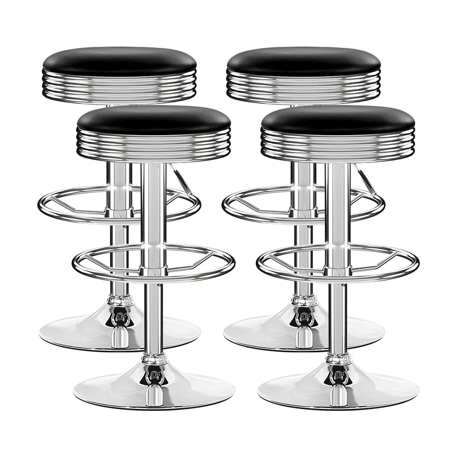 Artiss 4x PU Leather Gas Lift Bar Stools Black & Silver