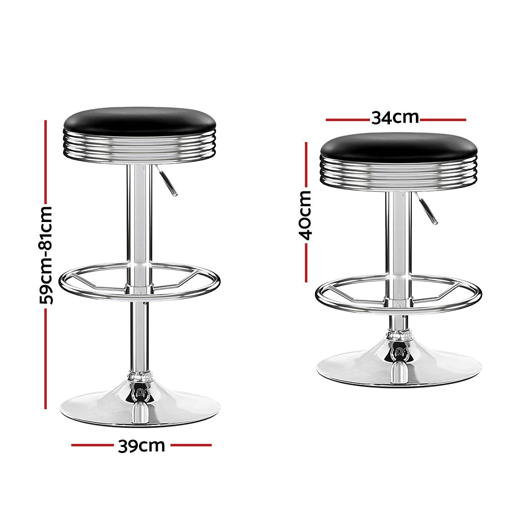 Artiss 4x PU Leather Gas Lift Bar Stools Black & Silver