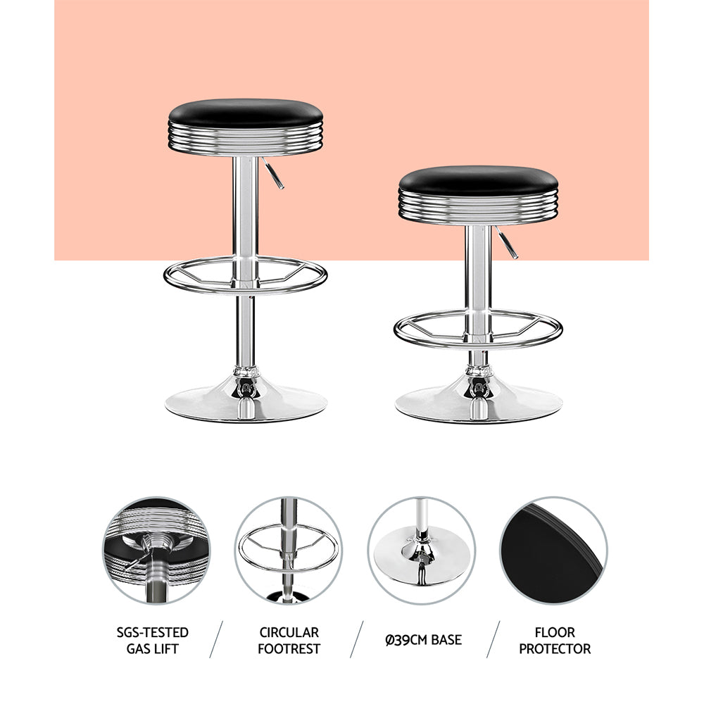 Artiss 4x PU Leather Gas Lift Bar Stools Black & Silver