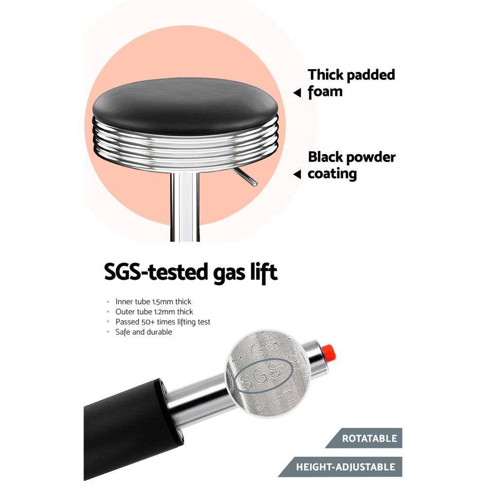 Artiss 4x PU Leather Gas Lift Bar Stools Black & Silver