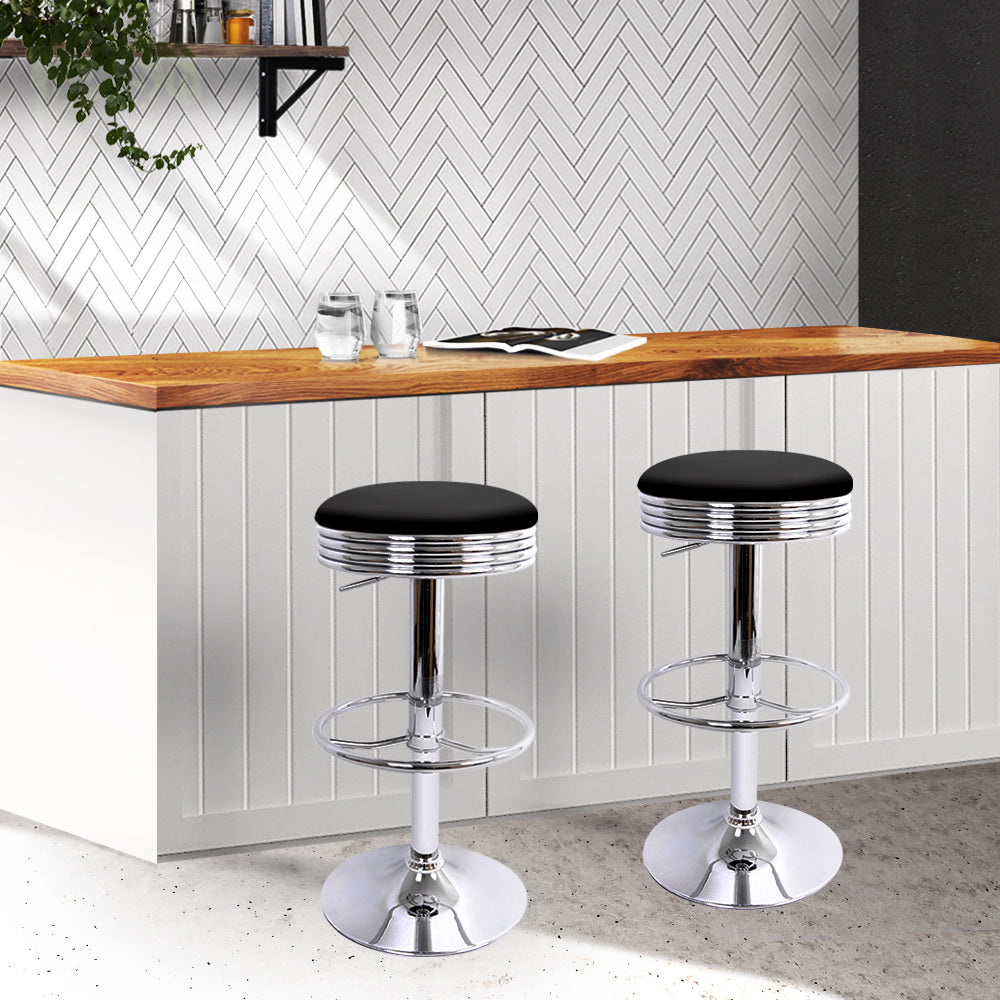Artiss 4x PU Leather Gas Lift Bar Stools Black & Silver