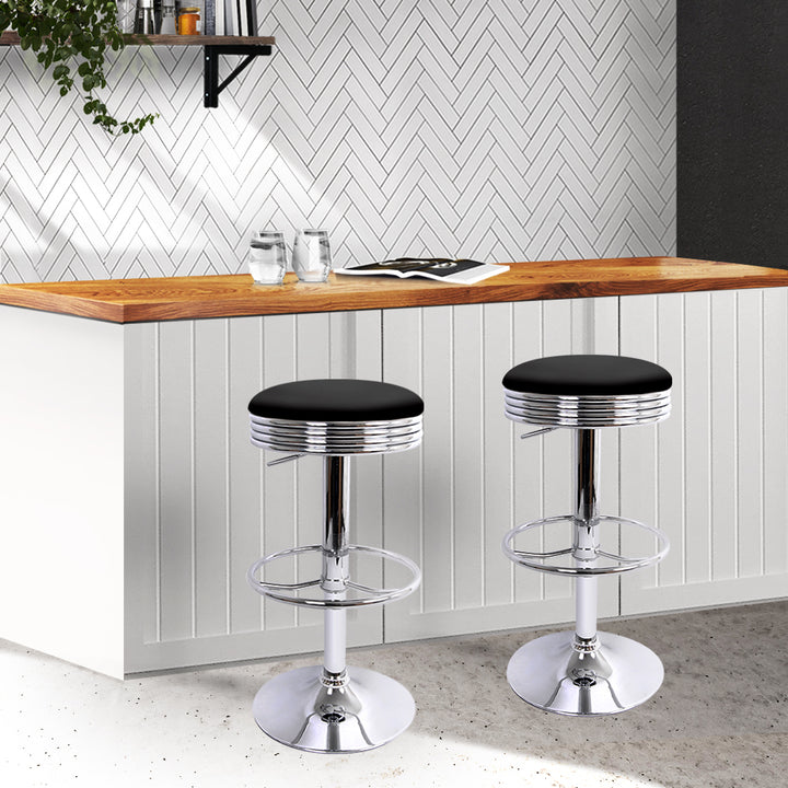 Artiss 4x PU Leather Gas Lift Bar Stools Black & Silver