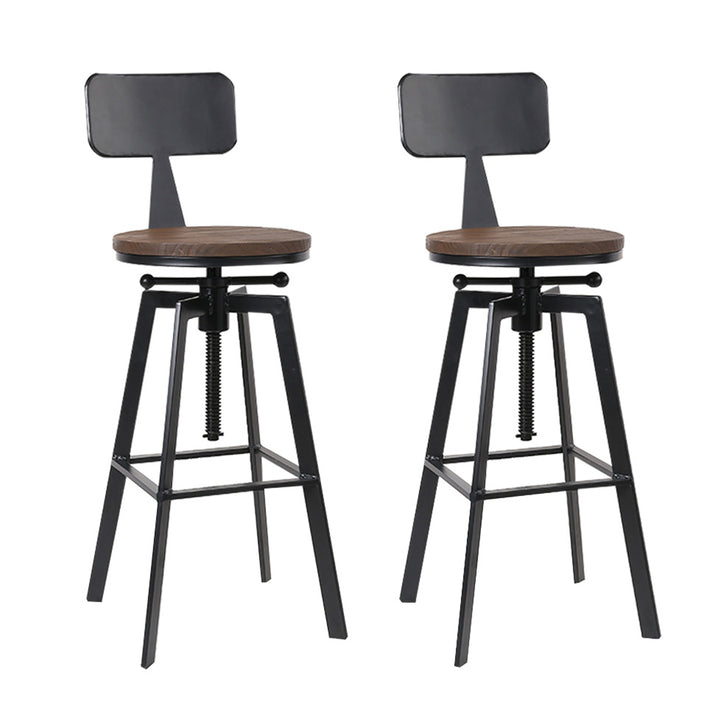 Artiss 2x Adjustable Wooden Bar Stools with Backrest