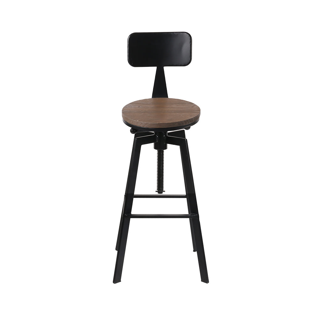 Artiss 2x Adjustable Wooden Bar Stools with Backrest