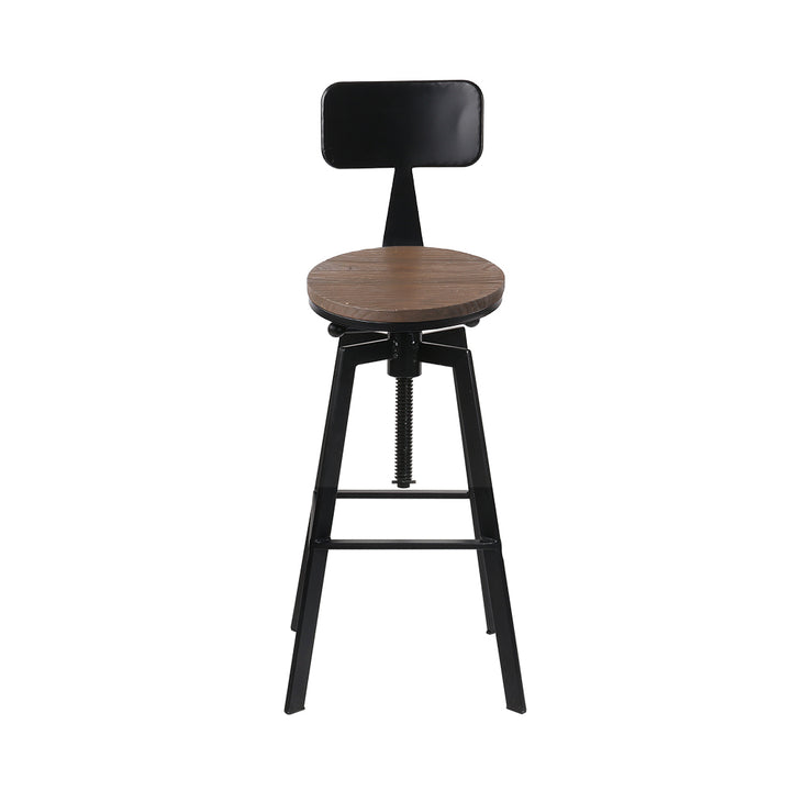 Artiss 2x Adjustable Wooden Bar Stools with Backrest