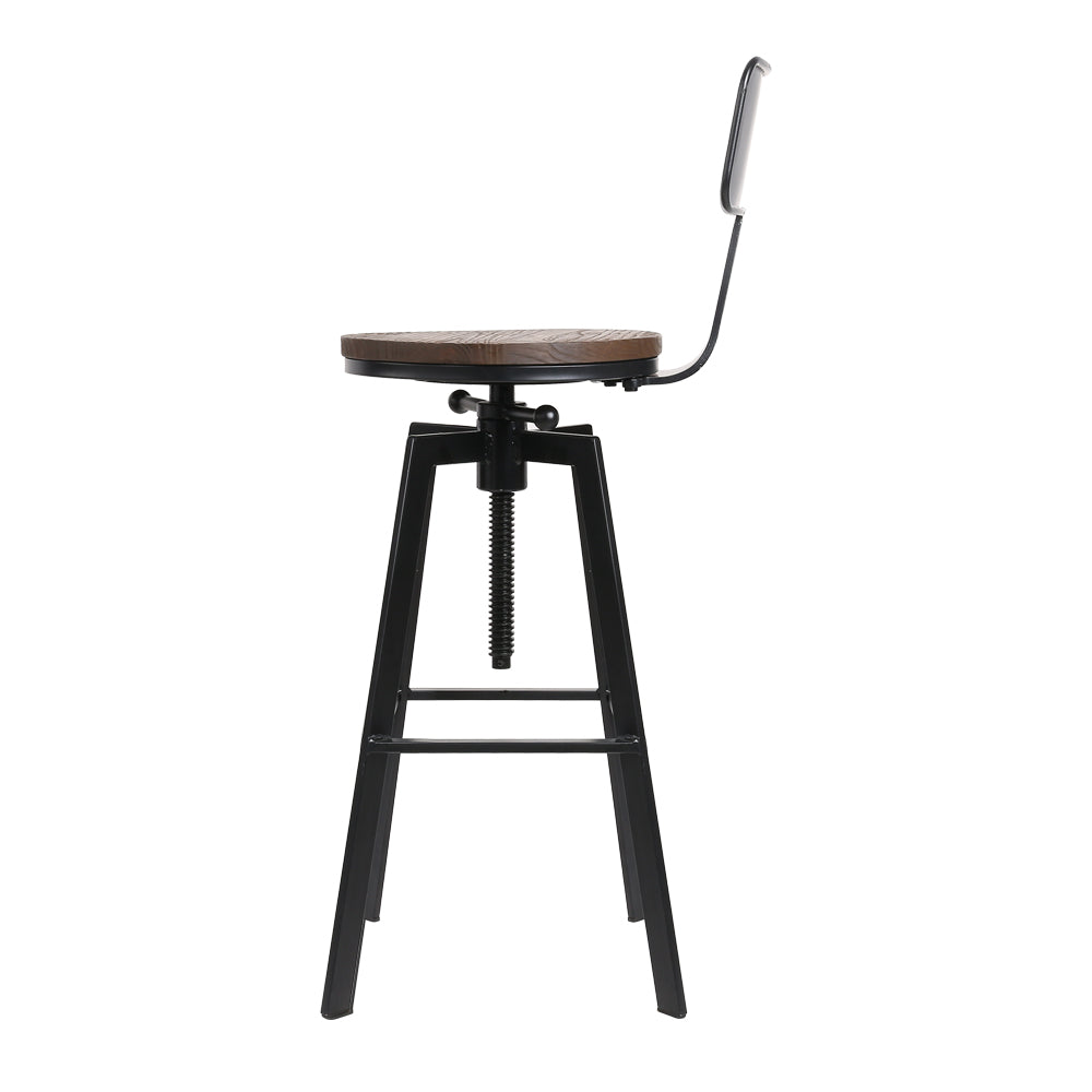 Artiss 2x Adjustable Wooden Bar Stools with Backrest