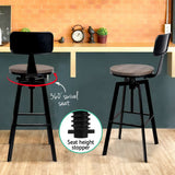 Artiss 2x Bar Stools Adjustable Wood Stool w/Backrest