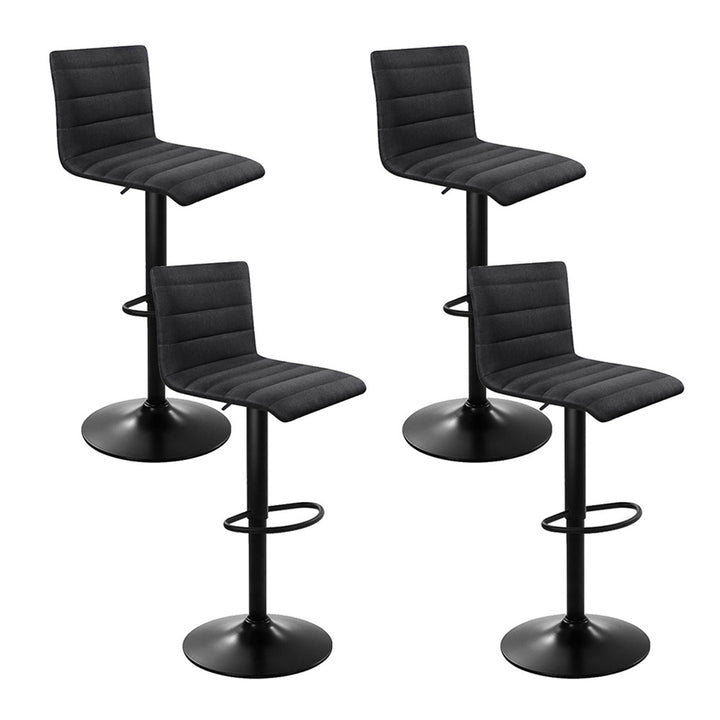 Artiss 4x Gas Lift Bar Stools Black Linen with Swivel Seat