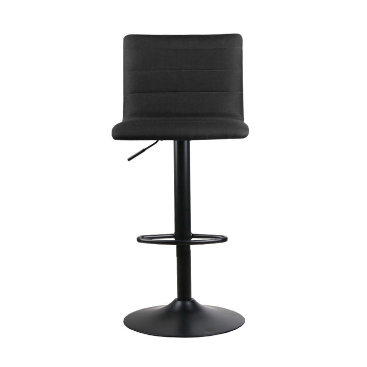 Artiss 4x Gas Lift Bar Stools Black Linen with Swivel Seat