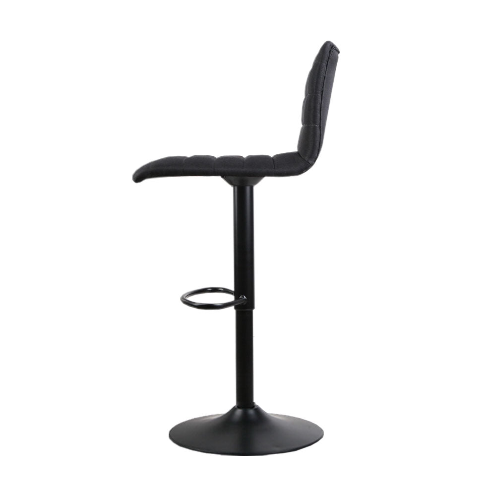Artiss 4x Gas Lift Bar Stools Black Linen with Swivel Seat