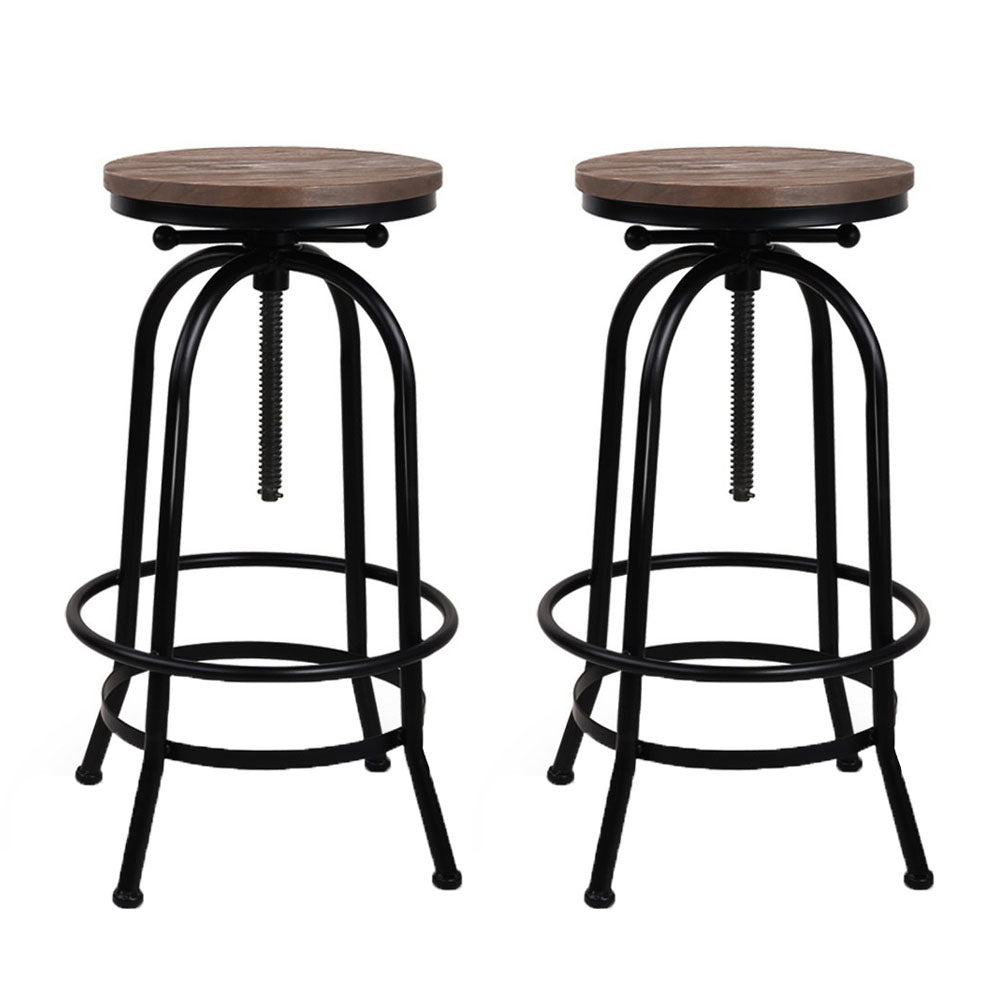 Artiss 2x Adjustable Wood Bar Stools with Swivel Seats | King of Knives e-store