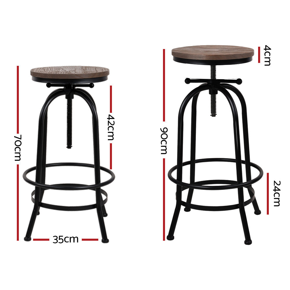 Artiss 2x Adjustable Wood Bar Stools with Swivel Seats | King of Knives e-store