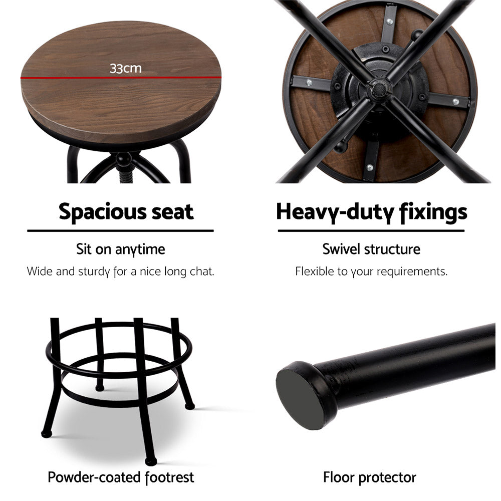 Artiss 2x Adjustable Wood Bar Stools with Swivel Seats | King of Knives e-store