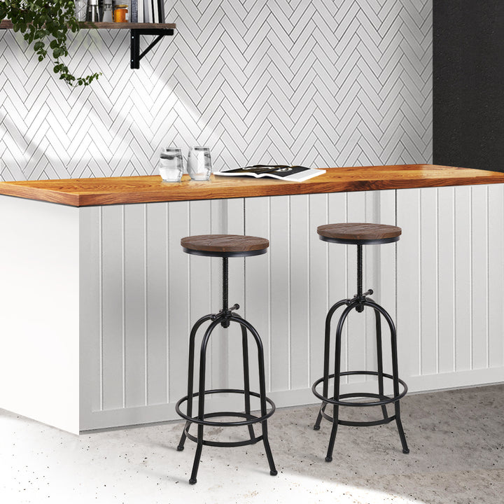 Artiss 2x Adjustable Wood Bar Stools with Swivel Seats | King of Knives e-store